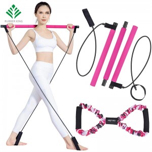Bộ thanh Pilates, tập thể dục di động Stick Stick với Vòng lặp chân băng, Thiết bị tập thể dục